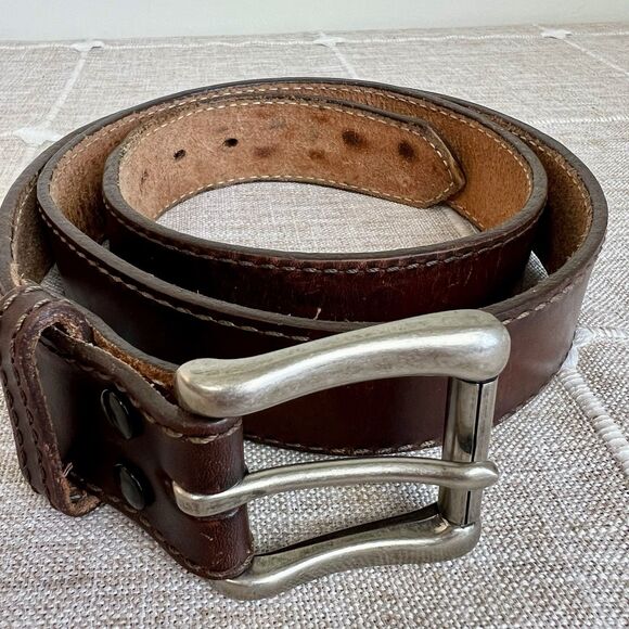 Nocona Brown Leather Work Belt Men’s 44 Silver Buckle - Picture 1 of 6